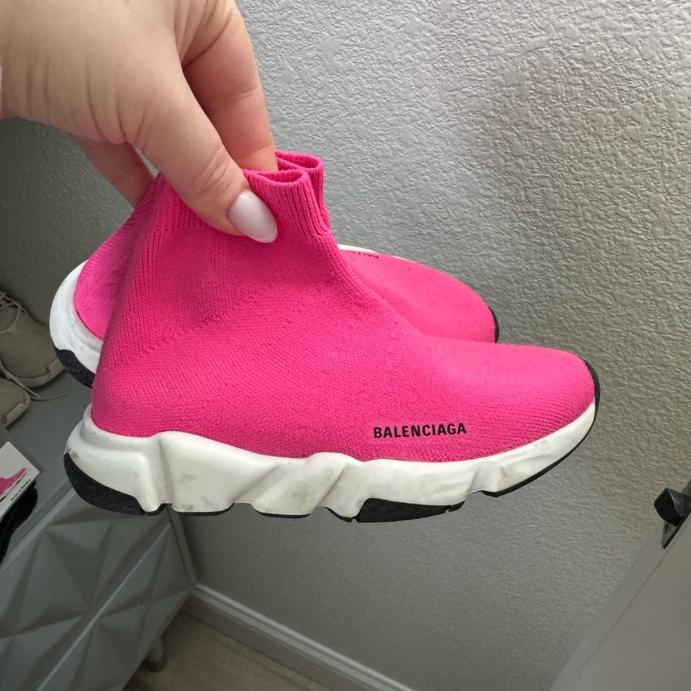 Balenciaga Kids Vibrant Pink Sock Sneakers